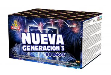 El Gato Fireworks Silvester Feuerwerk Batterie "Nueva Generation 3" 50 Schuss