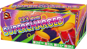 SRPYRO Fireworks Silvester F2 Batterie Feuerwerk Show Box "Supercharged" 123 Schuss