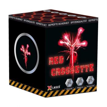 Xpolde Fireworks Silvester Batterie Feuerwerk "Red Crosette" 16 Schuss
