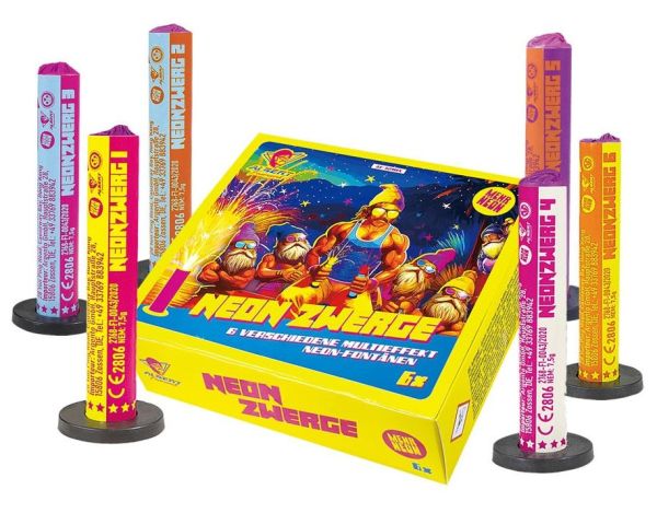 Argento Feuerwerk Silvester Leuchtfeuerwerk "Neon Zwerge" 6er Packung